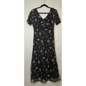 Loft‎ Metallic Clip Flutter Sleeve Midi Dress 2P Coastal